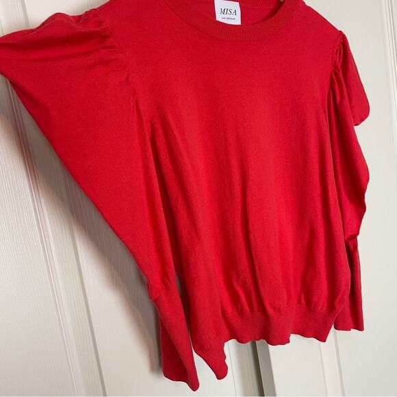 MISA Los Angeles Guthrie Flame Red Puff Long Sleeve Sweater - Picture 7 of 13
